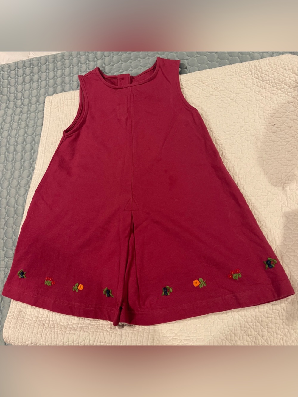 Vintage 1998 Gymboree Red Sleeveless A-Line Dress Embroidered Flowers Sz XL 5/6